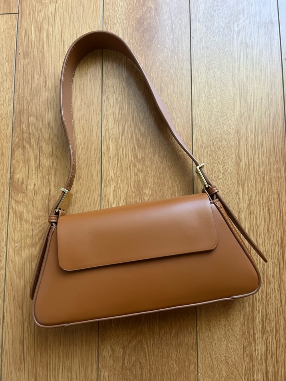 Zara Smooth Cognac Shoulder Bag